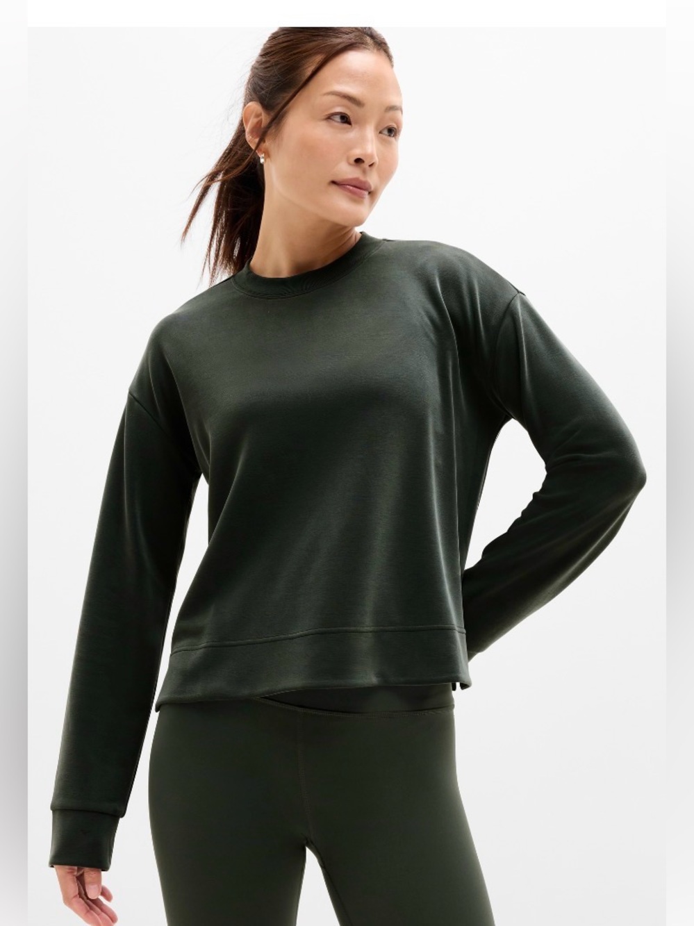 Athleta Seasoft Crewneck Sweatshirt-Elm